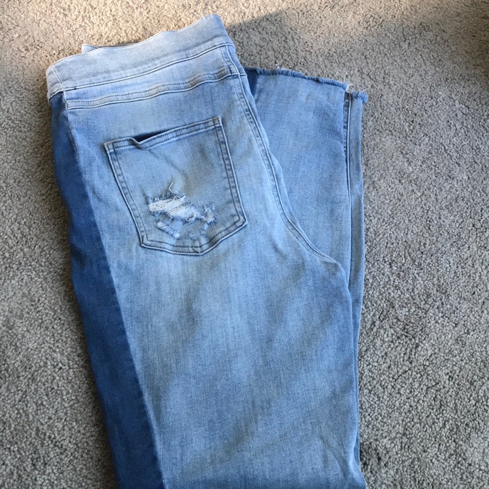 Spanx distressed side-stripe jeggings